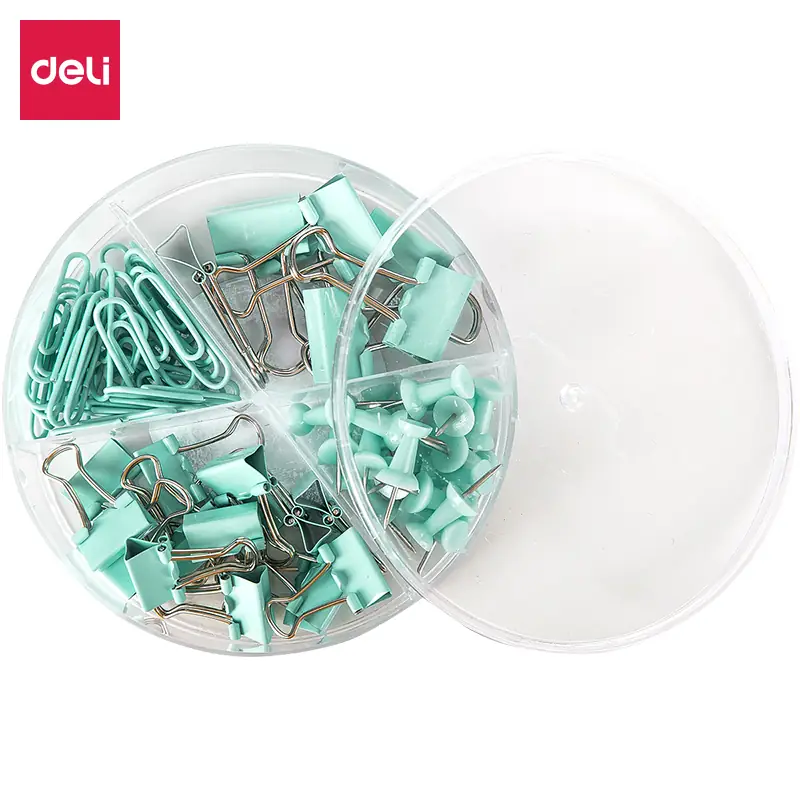 Set escritorio Pastel (clips, pins, doble clips) verde