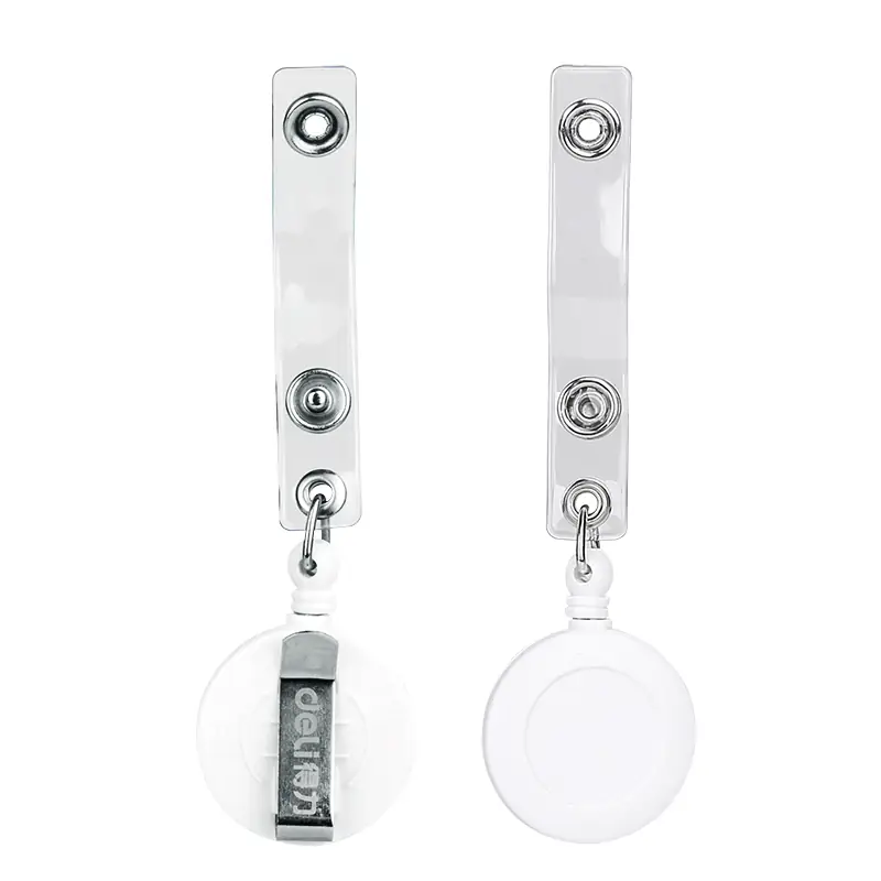 Clip Blanco con cordón retráctil - Longitud estirable: 80 cm - Pack x 12 - Imagen 3