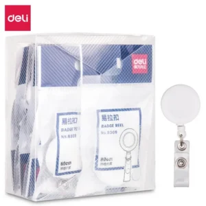 Clip Blanco con cordón retráctil - Longitud estirable: 80 cm - Pack x 12