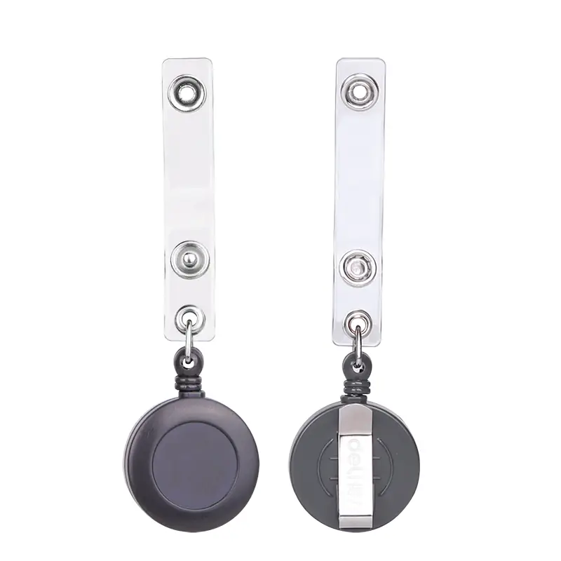 Clip Negro con cordón retráctil - Longitud estirable: 80 cm - Pack x 12 - Imagen 3