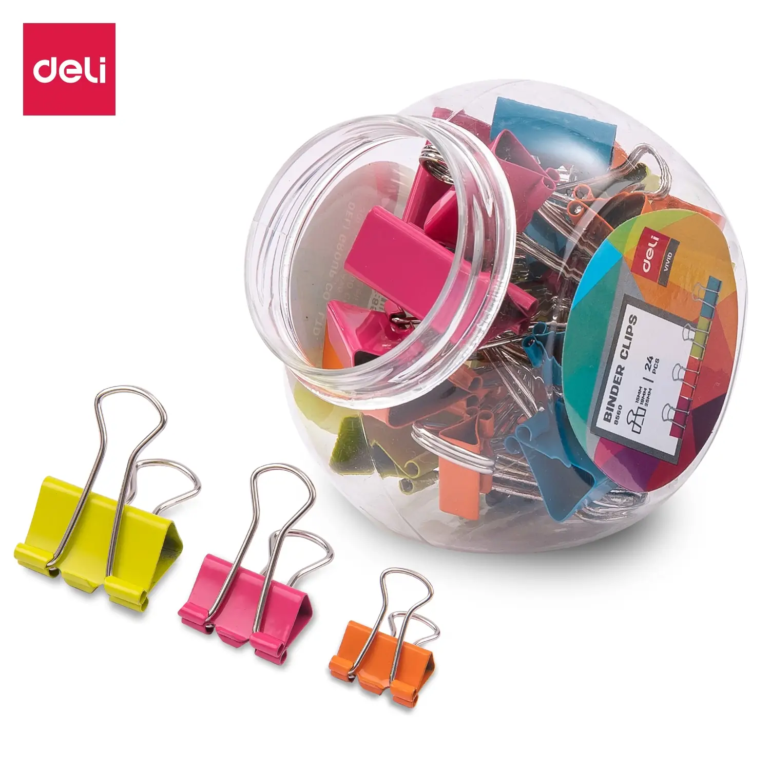Clip Doble Vivid Distintos Tamaño Pote 24 pcs - Imagen 3