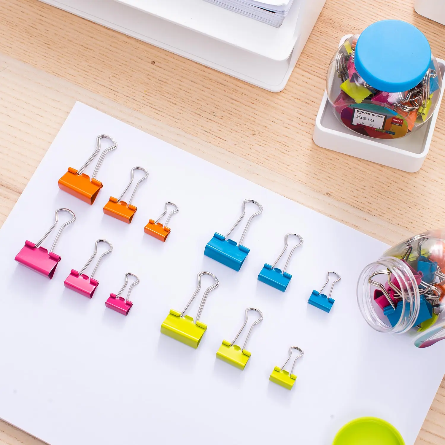Clip Doble Vivid Distintos Tamaño Pote 24 pcs - Imagen 2