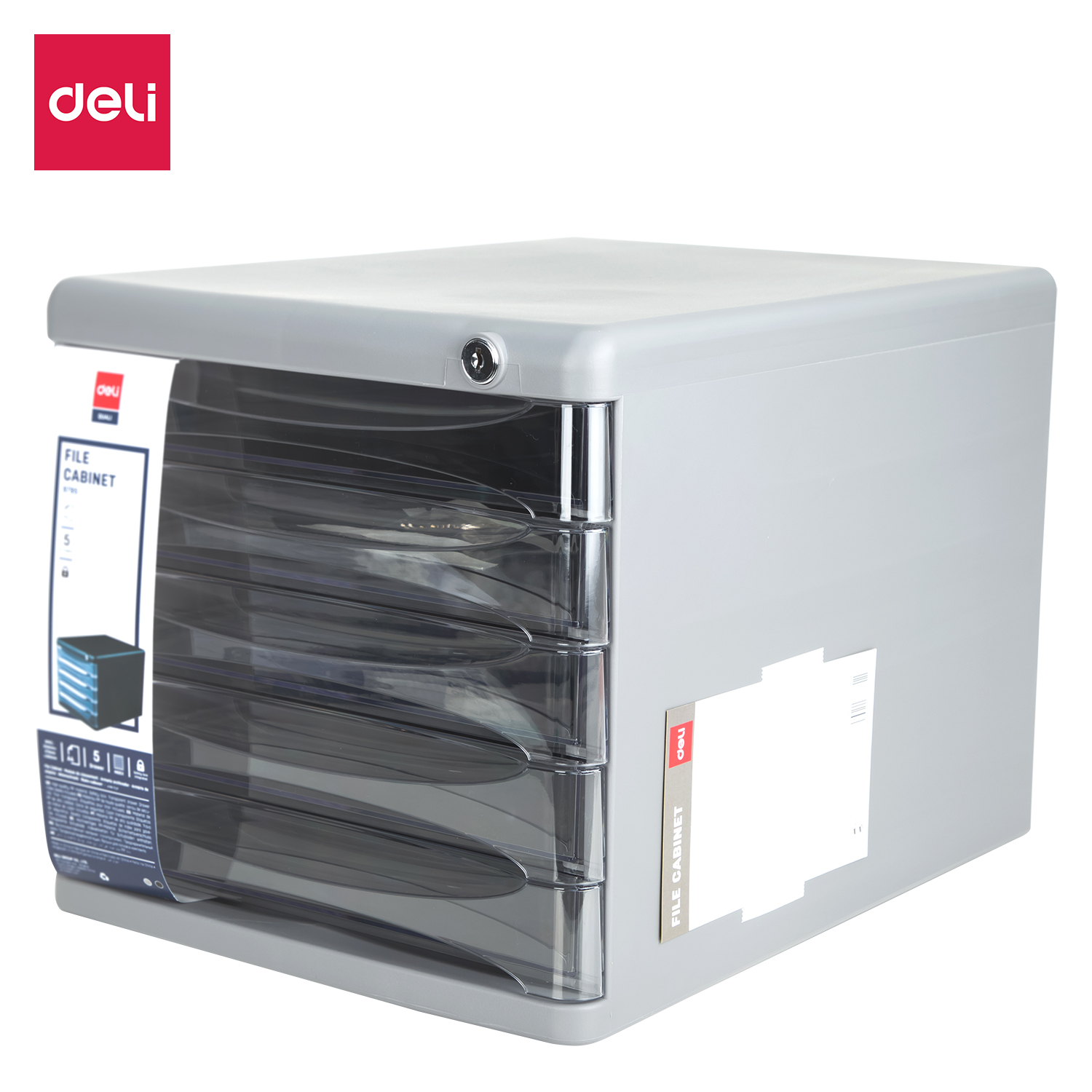 Gabinete 5 cajones c/cerradura Gris