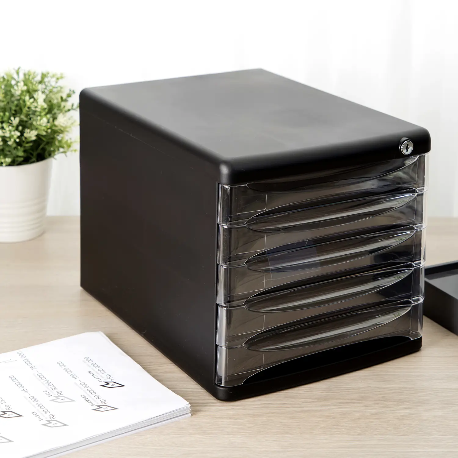 Gabinete 5 cajones c/cerradura Negro - Imagen 2