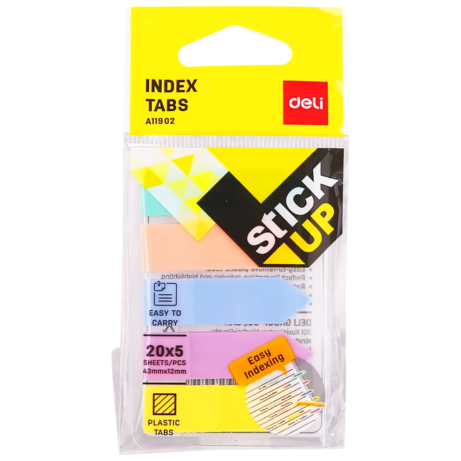 Banderitas autoadhesivas tiras de papel 43 x 11 mm - 5 colores