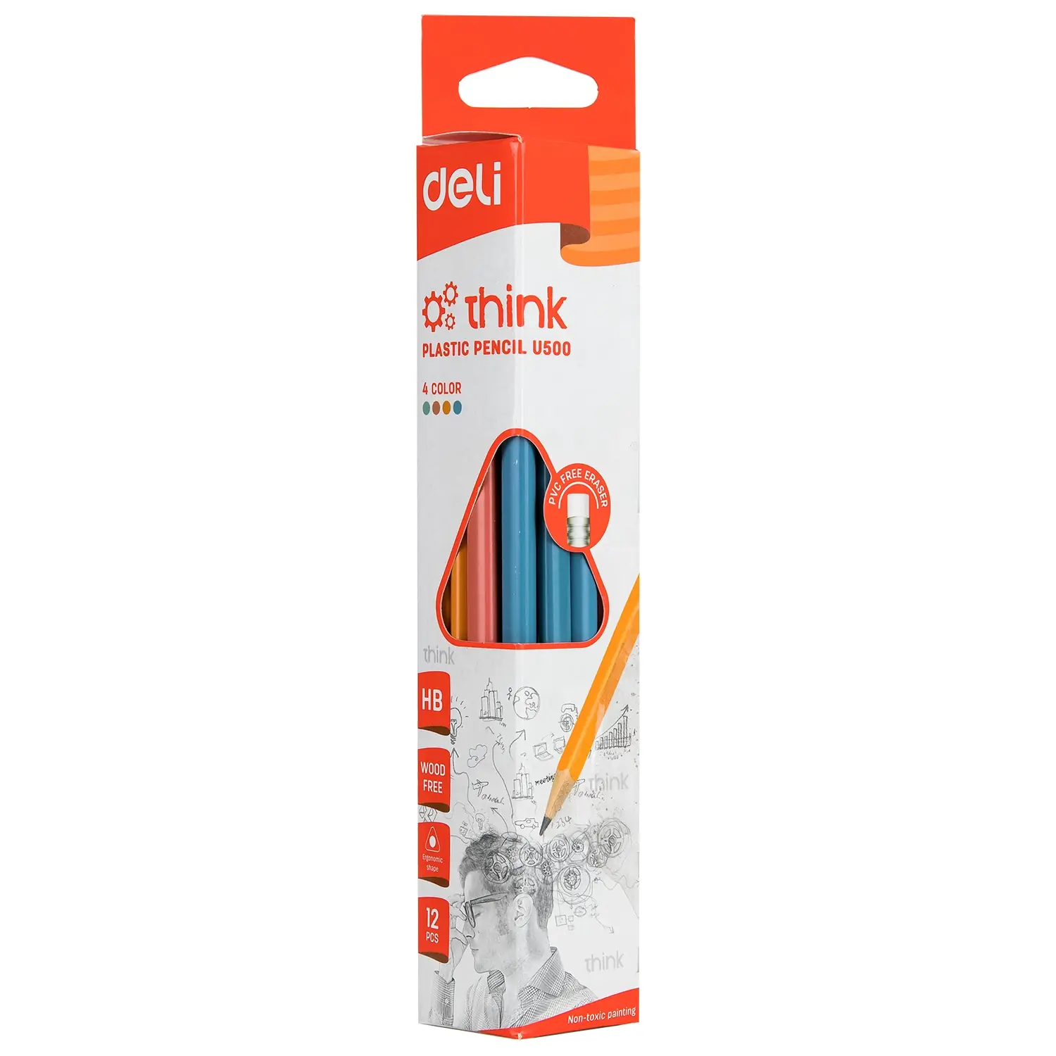 Lapiz Negro Grafito Eco Think con goma HB triang x 12 - Imagen 2