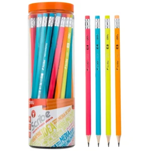 Lapiz Negro Grafito Scribe HB con goma Tubo 50unids.
