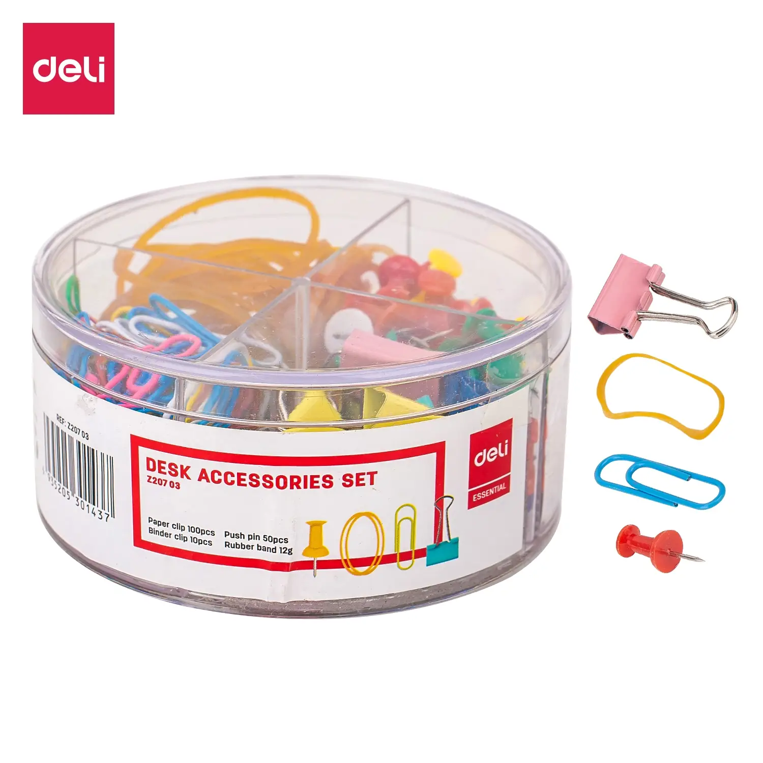 Set Escritorio Vivid (Clips, Pins, bandas elasticas, doble clips )
