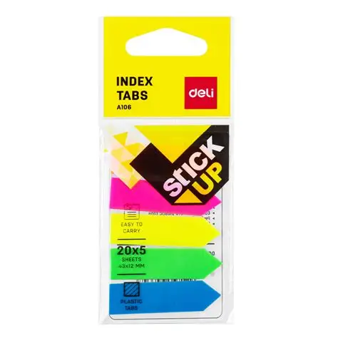 Banderitas autoadhesivas flechas de film con dispenser 44 x 25 mm - 5 colores